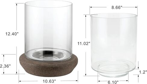 11" Versatile Glass Hurricane Candle Holders for Pillars and Plants with Metal Base in Rustic Brown, Clear Glass Vases, Glass Candlestick Holder, Rustic Farmhouse Decor (Brown, 11") in Saudi Arabia