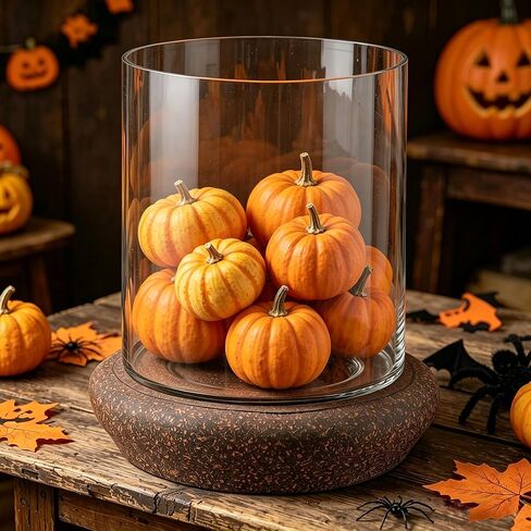 11" Versatile Glass Hurricane Candle Holders for Pillars and Plants with Metal Base in Rustic Brown, Clear Glass Vases, Glass Candlestick Holder, Rustic Farmhouse Decor (Brown, 11") in Saudi Arabia