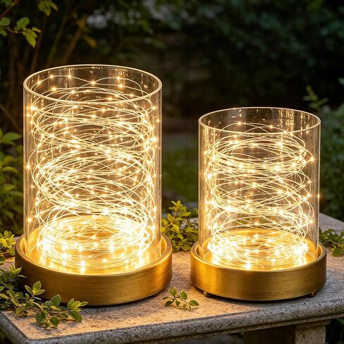 Set of 2 Glass Hurricane Candle Holders for Pillars with Minimalism Metal Base in Antique Brass, Glass Candle Holder, Centerpiece, for Weddings, Dinner Parties, Dining Tables, Console Tables, Mantels in Saudi Arabia