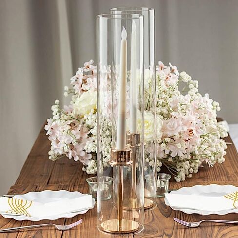 2 Pcs Clear 18 inches Open End Cylinder Glass Hurricane Candle Shade Tubes | 18" Chimney Cylindrical Candle Holder Sleeves for Wedding Party Events Reception Centerpiece Home Decorations Supplies in Saudi Arabia