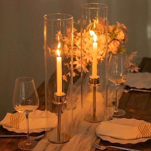 2 Pcs Clear 18 inches Open End Cylinder Glass Hurricane Candle Shade Tubes | 18" Chimney Cylindrical Candle Holder Sleeves for Wedding Party Events Reception Centerpiece Home Decorations Supplies in Saudi Arabia