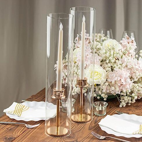2 Pcs Clear 18 inches Open End Cylinder Glass Hurricane Candle Shade Tubes | 18" Chimney Cylindrical Candle Holder Sleeves for Wedding Party Events Reception Centerpiece Home Decorations Supplies in Saudi Arabia