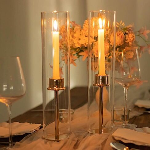 2 Pcs Clear 18 inches Open End Cylinder Glass Hurricane Candle Shade Tubes | 18" Chimney Cylindrical Candle Holder Sleeves for Wedding Party Events Reception Centerpiece Home Decorations Supplies in Saudi Arabia