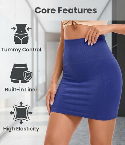 Half Slip Shorts for Women Under Dresses Seamless Tummy Control Tight Shapewear Skirt in Saudi Arabia