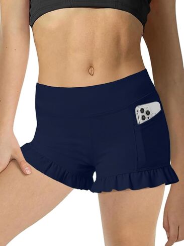 Seiciviy Girls Athletic Shorts Ruffled Hem Biker Dance Ball Games Running Cheerleading Teen Shorts Activewear with 2 Pockets in Kuwait