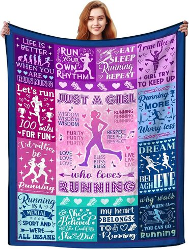 Cool Running Blanket Gifts for Girls Women Her,Run Stuff Track and Field Accessories Sports Throw Blankets,Cross Country Marathon Presents for Coach Runners Female 50"X40" in Saudi Arabia
