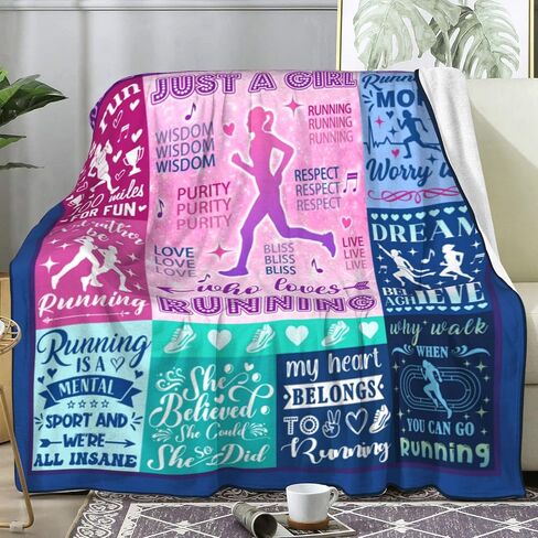 Cool Running Blanket Gifts for Girls Women Her,Run Stuff Track and Field Accessories Sports Throw Blankets,Cross Country Marathon Presents for Coach Runners Female 50"X40" in Saudi Arabia