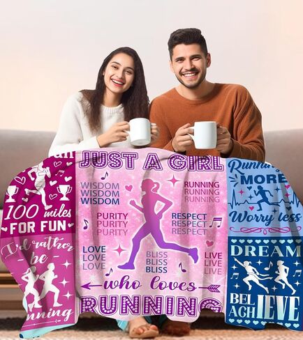Cool Running Blanket Gifts for Girls Women Her,Run Stuff Track and Field Accessories Sports Throw Blankets,Cross Country Marathon Presents for Coach Runners Female 50"X40" in Saudi Arabia