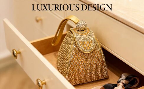 Womens Rhinestone Clutch Evening Bags - Gold Sparkly Glitter Silver Handbags Pyramid Shape Luxury Purse in Kuwait