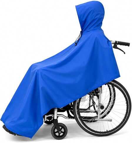 Wheelchair Adults Rain Poncho with Hood for Pride Jazzy EVO 614 2021-Present Mobility Scooter Rain Cape Reflective Strip Rain Cover Senior Mobility Aid Raincoat,Blue Style in Kuwait