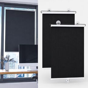No Drilling Retractable Roller Window Shades (2 Pack), Suction Cups Window Shade Removable Blackout Window Cover Easy to Install for Living Room Bedroom Car Window Office Bathroom (15.7"x49") in Saudi Arabia