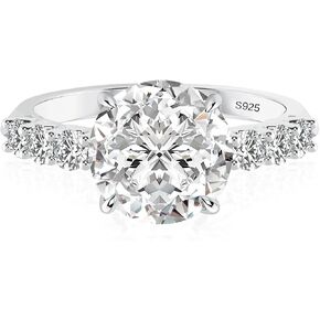 Maxinejewelry 4.0Ct Round Cut Moissanite Engagement Ring for Women, 925 Sterling Silver D Color VVS1 Promise Ring with 1.0Ct Moissanite Side Accent Stones in Saudi Arabia