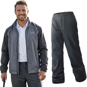 Men’s Waterproof Golf Rain Suit, Removable Sleeve Jacket & Pants for All-Weather Outdoor Activities in Saudi Arabia