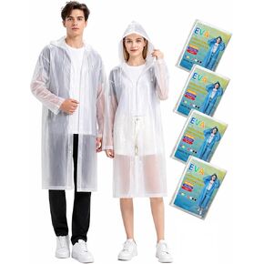 Rain Ponchos for Adults - 4 Pack Reusable EVA Waterproof Rain Jackets with Drawstring Hood and Snap Button in Saudi Arabia