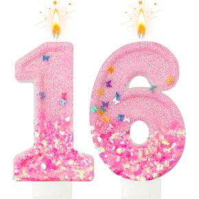 Pink Sequin Birthday Candles, Cake Number Candles, Girls 0th Birthday Decorations, Suitable for Birthday Parties, Anniversary Party Decorations(6) in Saudi Arabia