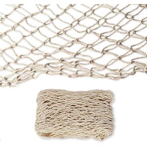 Natural Cotton Fish Net Decorations, 4x6.6 Ft Nautical Party Decor for Hawaiian Pirate Ocean Beach Theme, Halloween Christmas Wall Backdrop Decoration in Saudi Arabia