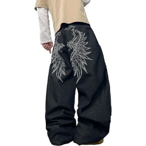 Men's Baggy Jeans Wide Leg Denim Pants Loose Fit Y2K Streetwear Skate Trousers Hip Hop in Saudi Arabia