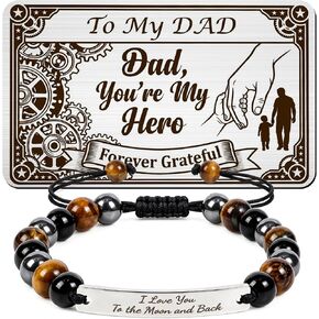 Thrist To My Dad Bracelets for Men - I love You Bracelet with Engraved Wallet Card from Son Daughter Triple Protection ID Bracelets Jewelry Gifts for Father Grandpa Birthday Fathers Day Anniversary in Saudi Arabia