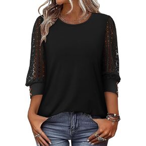 CRAZY GRID Womens Tops 3/4 Length Sleeve Dressy Casual Blouses for Women 2026 Trendy Crew Neck T Shirts Summer Clothes in Kuwait