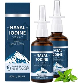 Timeno Iodine Nasal Spray with Fulvic Acid, Fine Mist Nasal Moisturizing Cleaner for Dry Nose, Daily & Travel Nose Care Spray, 60ml Each, 2 Pack in Saudi Arabia