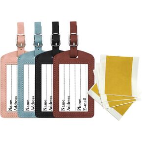 4 Pack Self-Finishing Needlepoint Luggage Tags, Faux Leather Needlepoint Travel Tags with Clear ID Window, Insert Style Needlepoint Luggage Tag Finishing Accessory for 2 x 3 Inch Needlepoint Canvas in Saudi Arabia