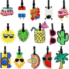 15 Pcs Funny Cute Luggage Tags for Suitcase, Colorful Summer Beach Themed Travel Baggage Bag Tags, Unique Suitcase Identification Labels for Women Men in Saudi Arabia