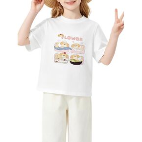 Girls T-Shirts Short Sleeve Summer Tops Trendy Cute Tee Casual Blouse for Kids in Saudi Arabia