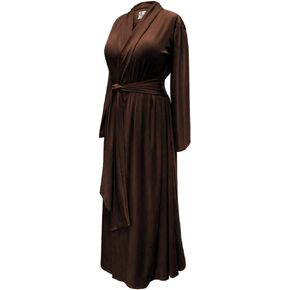 Plus Size Retro Brown Rayon Brushed Cotton Blend Hostess Robe w/Attached Belt in Saudi Arabia