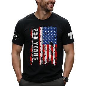 XLIEVO 250 Anniversary USA Shirt Mens: American Flag 4th of July Independence Day Costumes Crew Neck Short Sleeve T-Shirt in Saudi Arabia