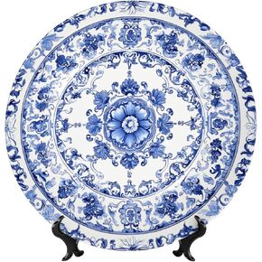 Blue White Flowers Bone China Decorative Plate –ceramic Art Plate With Display Stand For Home, Kitchen, Wall Or Table Decor in Saudi Arabia