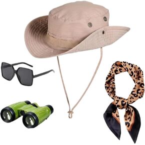 4Pcs Women Safari Costume Accessories Zoo Keeper Costume Halloween Cosplay Khaki | Adjustable hat in Saudi Arabia