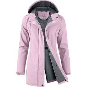 iCreek Women's Waterproof Softshell Rain Jacket Fleece Lined Hooded Long Rain Coat Lightweight Warm Windbreaker in Saudi Arabia