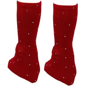 Figure Skating Leg Warmers, Rhinestone Knitted Leg Warmers 11.8 inch, Acrylic Warm Leg Warmers for Skating Dance Training Cold Weather Winter (Red) in Kuwait