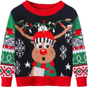 Ugly Christmas Sweater for Kids Boys Girls Christmas Sweater Knit Xmas Pullover Holiday Party Jumper Sweatshirt 4-14T in Kuwait
