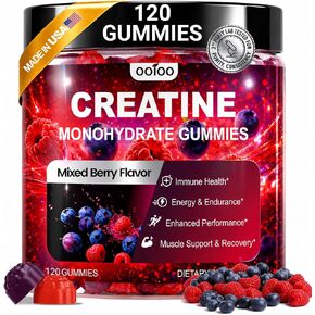 ooioo Creatine Monohydrate Gummies for Men & Women – Boost Focus, Stamina & Muscle Growth – Sugar Free, Vegan, with L-Taurine, BCAA 2:1:1, B12 & B6 – Mixed Berry Flavor – 120 Gummies in Saudi Arabia