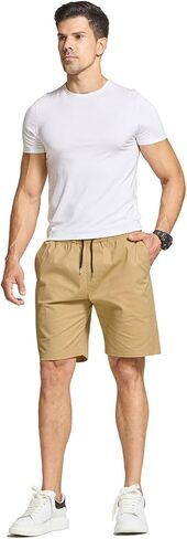 FizzPop Mens Shorts Casual Summer Cotton Chino Golf Beach Drawstring Shorts in Saudi Arabia