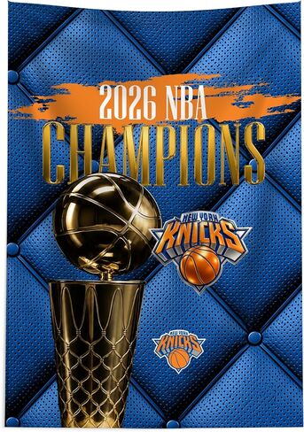 Northwest NBA New York Knicks Gilded 2026 NBA Finals Champions Printed Wall Hanging Tapestry, Woven Polyester Fabric, Decorative Fan Art for Bedroom Office Living Room, 24 x 36 in in Kuwait