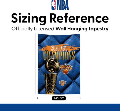 Northwest NBA New York Knicks Gilded 2026 NBA Finals Champions Printed Wall Hanging Tapestry, Woven Polyester Fabric, Decorative Fan Art for Bedroom Office Living Room, 24 x 36 in in Kuwait