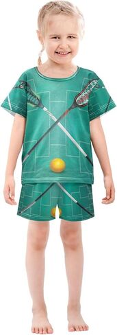 Lacrosse Hockey Ball Summer Pajamas Set 2 Piece Short Cotton Sleepwear in Kuwait