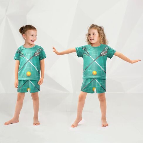 Lacrosse Hockey Ball Summer Pajamas Set 2 Piece Short Cotton Sleepwear in Kuwait
