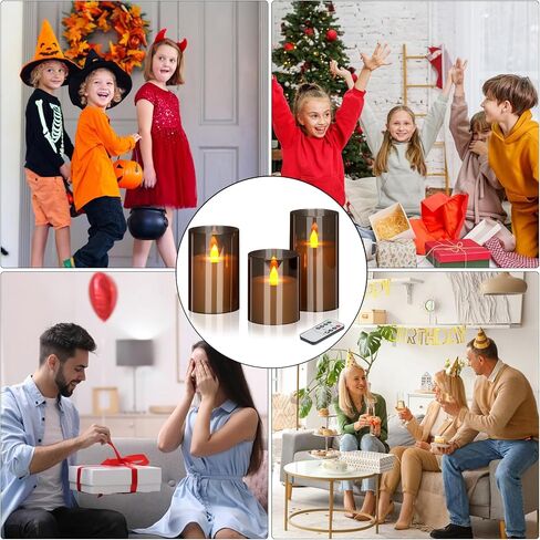 شموع عديمة اللهب من wemarry مقاس 4 بوصات و5 بوصات و6 بوصات من زجاج الأكريليك بقطر 3 بوصات شموع وامضة تعمل بالبطارية تتضمن 8 مفاتيح للتحكم عن بعد مع وظيفة مؤقت لأكثر من 400 ساعة (رمادي، ضوء دافئ 3 عبوات) in Kuwait