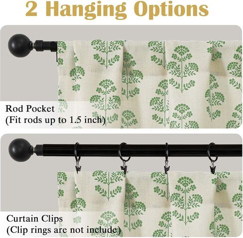 Floral Kitchen Curtains - 24 Inch Farmhouse Cafe Tier Curtains for Small Window, Faux Linen Light Filtering Half Window Drapes Over Sink Living Room Bathroom, Rod Pocket 2 Panels Sage Green in Saudi Arabia