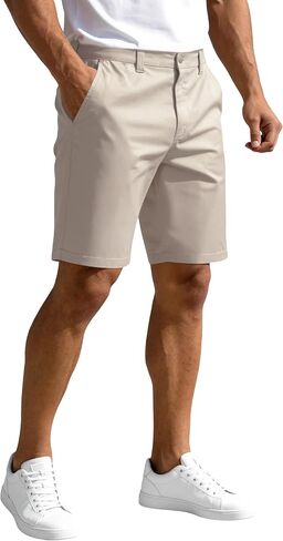 PULI Men's Golf Dress Shorts 9 Inch Flat Front Stretch Hybrid Lightweight Quick Dry Chino Shorts with Zip Pockets in Kuwait
