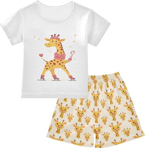 SUABO Capybara Mopping Kids Pjs Set Boys Girls Summer Short-Sleeve Sleepwear Pajamas 2PCS in Kuwait