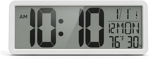 Atomic Digital Wall Clock Battery Operated Large Display | Automatic Time Setting with Day Date Temperature Humidity Alarm 12/24 Hour | Wall Or Desk Clock for Home Office Seniors in Saudi Arabia