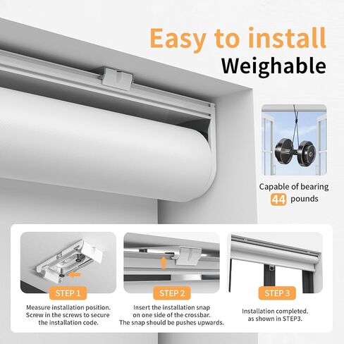 Cordless Roller Shades Blackout Blinds for Windows Room Darkening Rolled Up Shades with Spring System, UV Protection Window Shades Door Blinds for Home and Office (White, 34" W x 72" H) in Saudi Arabia