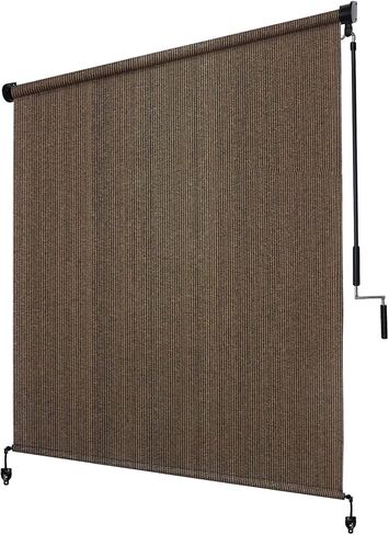 KANAGAWA Outdoor Roller Shade 12'X8' Mocha Exterior Cordless Patio Roll Up Shades for Outside Pergola Porch, Outdoor Blinds for Patio in Kuwait