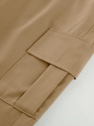 Boys Khaki Cargo Pants, Elastic Waist Wide Leg Casual Pants with Multi-Pockets for Kids in Kuwait