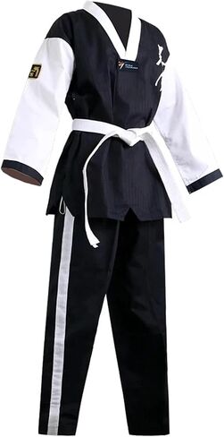 Taekwondo Uniform for Beginners Black White Dobok Tae Kwon Do Martial Arts Karate Suits Embroidered in Kuwait