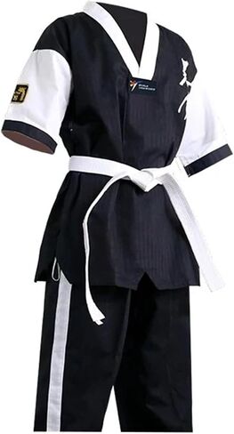 Taekwondo Uniform for Beginners Black White Dobok Tae Kwon Do Martial Arts Karate Suits Embroidered in Kuwait